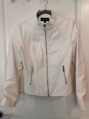 Coalition LA White Faux Leather Moto Jacket - Size S